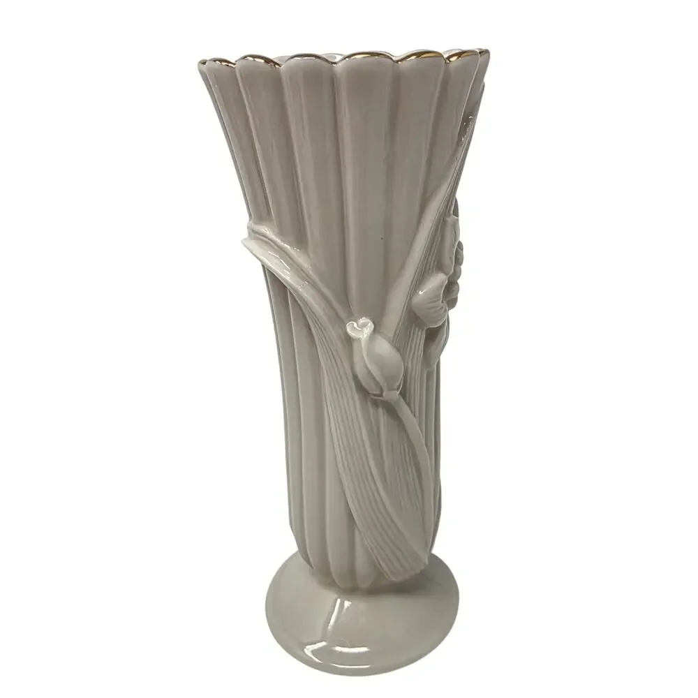 Lenox Daffodil Vase Ivory Porcelain Gold Trim Floral Bud Vase 5.5 Inch